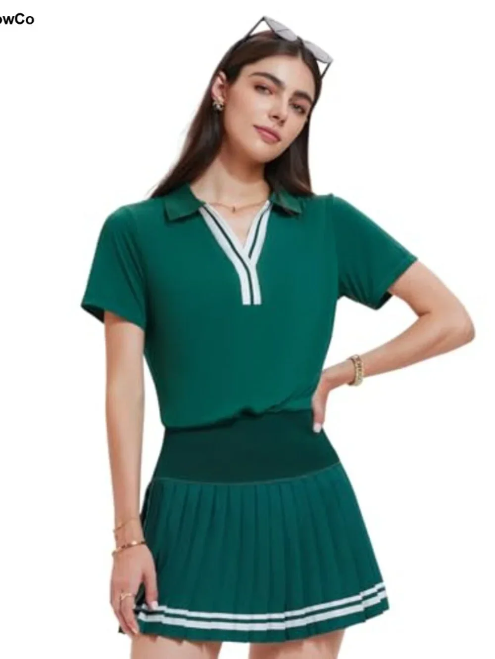 Women 2 Piece Tennis Skirt Set Pleated High Waisted Skort Golf Outfit with
